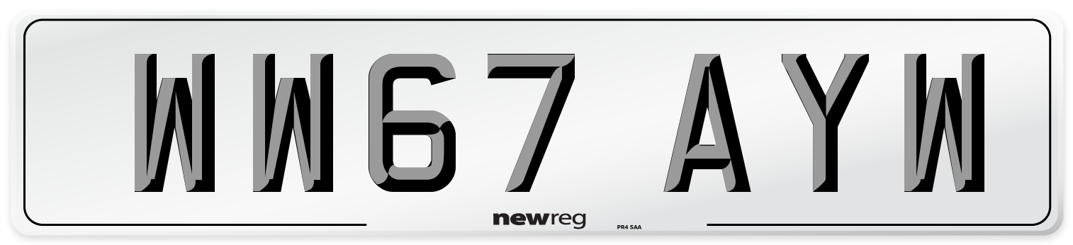 WW67 AYW Number Plate from New Reg